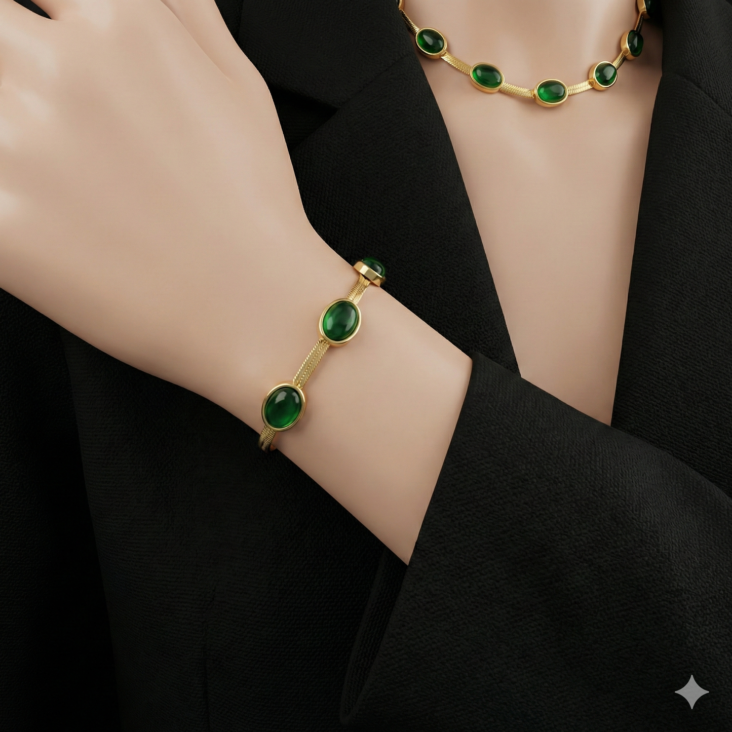 Emerald Grace – Luxury Green Stone Necklace & Bracelet Set