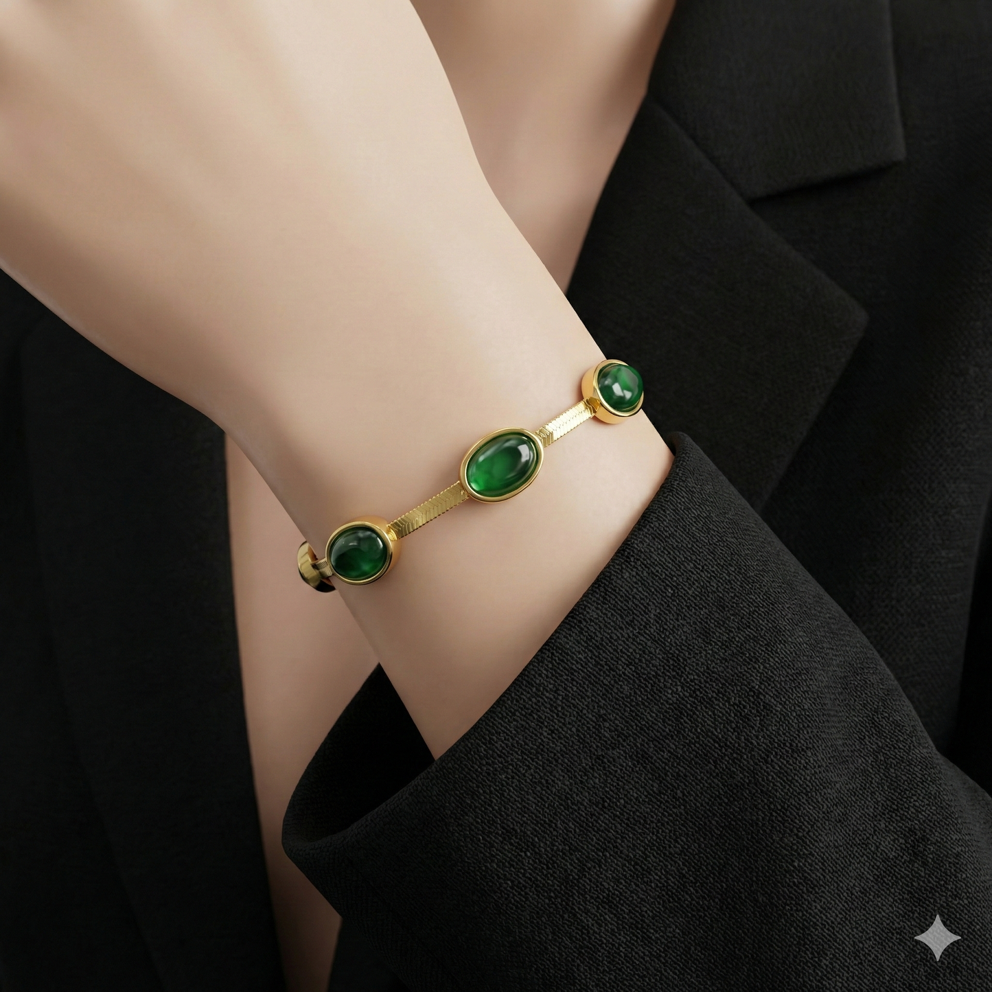 Emerald Grace – Luxury Green Stone Necklace & Bracelet Set
